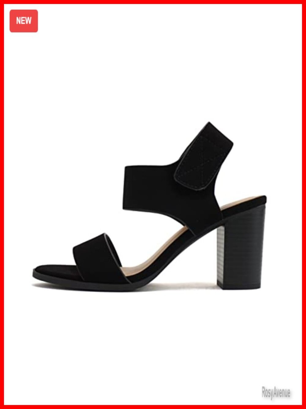 Nubuck Faux Leather Open Round Toe Chunky Heel Ankle Strap Dress Sandals